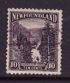 Newfoundland-Sc#139-used 10c dark violet Humber River Canyon-1923-24-Nfw259 -