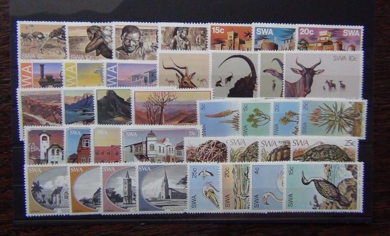 South West Africa 1975 1982 sets Birds  Canyon Castles Aloe Tortoise Bushmen MNH