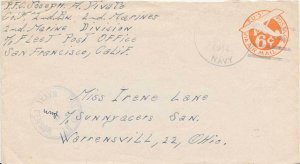 United States Marine Corps 6c Monoplane Air Envelope 1944 U.S. Navy, 2nd Mari...