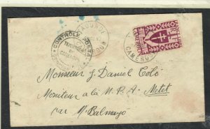 CAMEROUN 1942  CENSOR   COVER 1F  YAOUNDE TO MBALMAYO    P0229H