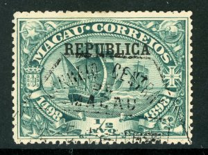 China 1911 Macau ½ Avos Vasco de Gama Scott #187 VFU X822