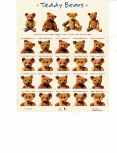 Teddy Bears 37c US Postage Sheet #3653-56 VF MNH