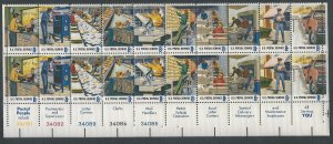 US Cat #1489-98 Plate Block, Postal Workers, M-NH*-