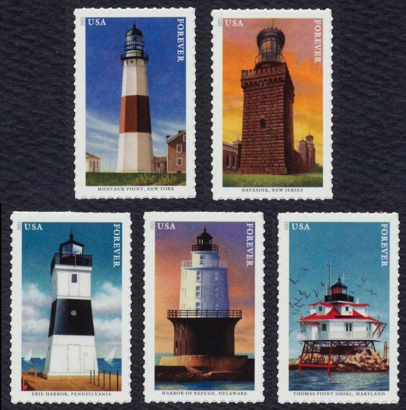 #5621-5625 Mid-Atlantic Lighthouses, Singles, Mint **ANY 5=FREE SHIPPING**