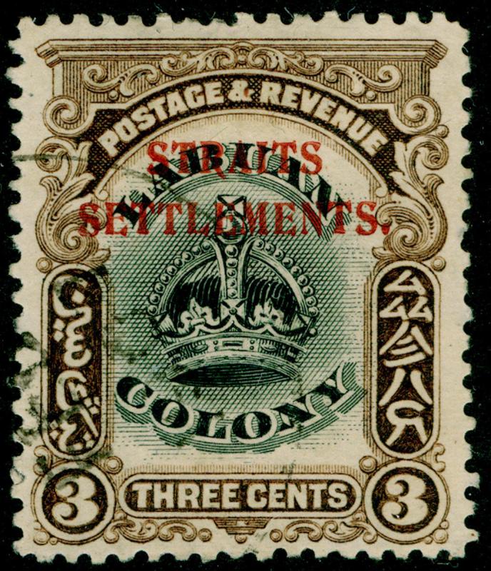 MALAYSIA - Straits Settlements SG143, 3c black & sepia, FINE USED, CDS. Cat £95.