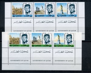 QATAR SCOTT #119/19A JOHN F. KENNEDY MEMORIAL SET OF STRIPS(3) MINT NH