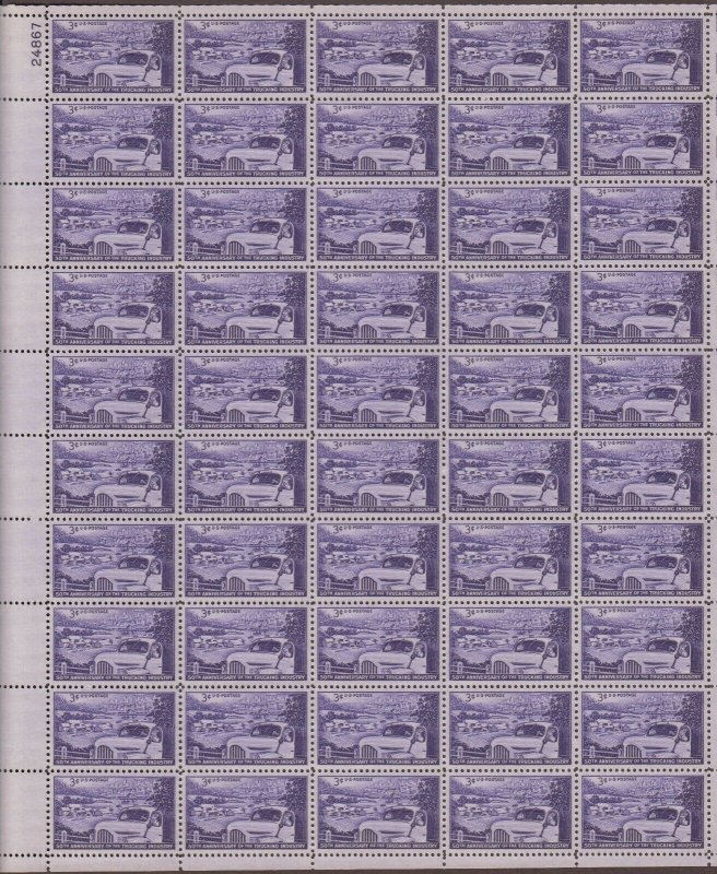 US,1025,TRUCKING,MNH VF, FULL SHEET,1950'S COLLECTION,MINT NH 