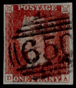 GB QV SG8, 1d red-brown PLATE 43, USED. Cat £50. DA