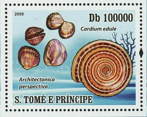 Shells Stamp Seashell Callista Erycina Pandalus Montagui S/S MNH #3756 / Bl.667 