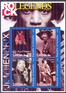 Somalia 2002 Music Rock Jimi Hendrix Imperf. Sheet MNH Private