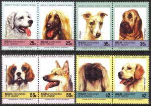 Bequia Grenadines of St. Vincent 1985 Dogs Set of 8 MNH