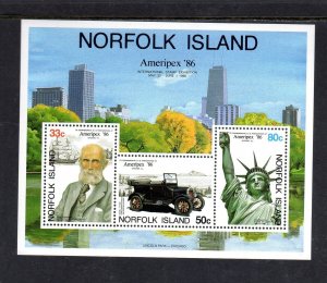 NORFOLK ISLAND #384a 1981 AMERIPEX '86 MINT VF NH O.G S/S3