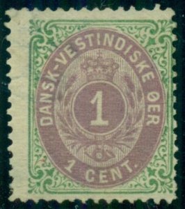 DANISH WEST INDIES #5 1¢ bicolor, 1st Printing, og, hinged, Facit $305.00