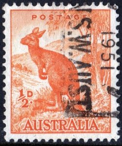 Australia SC#166 ½d Red Kangaroo Single (1942) Used