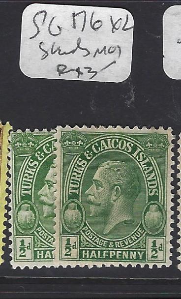 TURKS AND CAICOS  (PP2909B)  KGV  1/2D  SG 176X2  SHADES   MOG