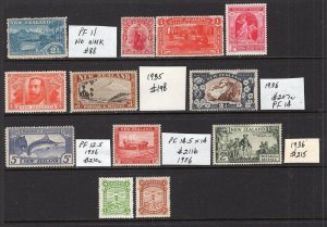 New Zealand 1899-1936 Group of 12 Stamps Mint H CV$168