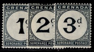 GRENADA QV SG D1-D3, 1892 postage due set, LH MINT. Cat £475.