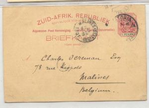 Sout Africa Transvaal Postal Card #10 usd to Belgium (entier postal stationary a