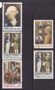 Norfolk Is.-Sc#392-6- id12-used set-Gov. Phillip-1986-