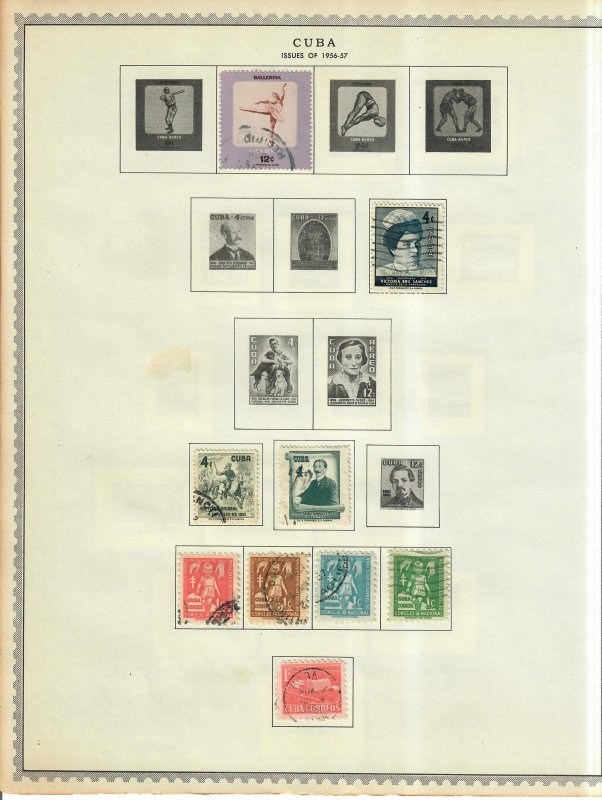 Cuba Stamp Collection On Album Pages Mixed Condition Lot