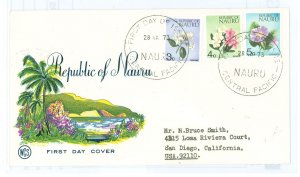 Nauru 93-95 1973 Flowers FDC, Typed address