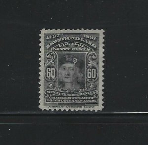 NEWFOUNDLAND - #74 - 60c KING HENRY VII VF USED STAMP (1897)