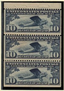 1928 Lindbergh booklet pane 10c Sc C10a MHRs CV $70