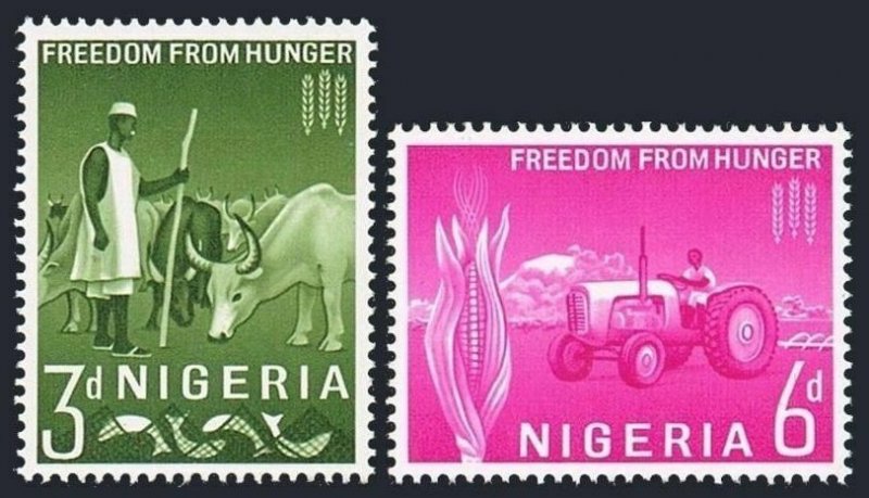 Nigeria 141-142, hinged. Michel 132-133. FAO 1963. Freedom from hunger campaign.