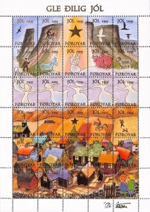 Faroe Island Denmark Christmas seals full MNH sheet 1995