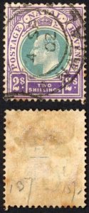 Natal SG137 2/- Wmk CA used (toned) Cat 12 pounds