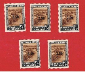 Belgian Congo  #186  MNH OG  Surcharge(5)   Free S/H