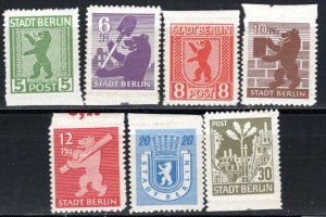 DDR under russian occ., City of Berlin Scott # 11N1a - 11N7a, mint hr