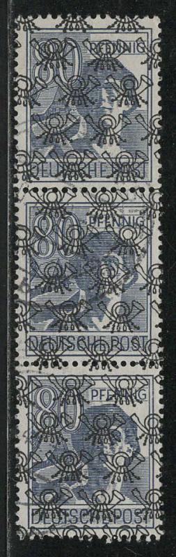 Germany AM Post Scott # 632, used, strip of 3