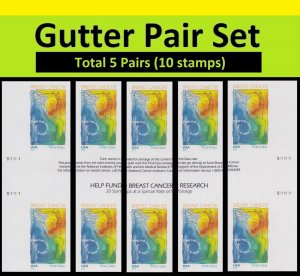 US B5a Breast Cancer imperf NDC horz gutter pair set 5x2 MNH 2014