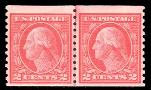 MOMEN: US STAMPS #454 COIL LINE PAIR MINT OG NH VF CAT. $850 LOT #78088*