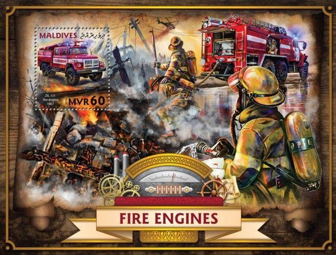 Maldives Fire Engines Firefighters Transport MNH stamp set