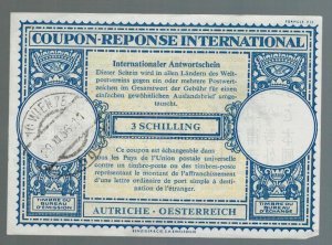 Austria 1956 International Reply Coupon IRC 3 Schilling