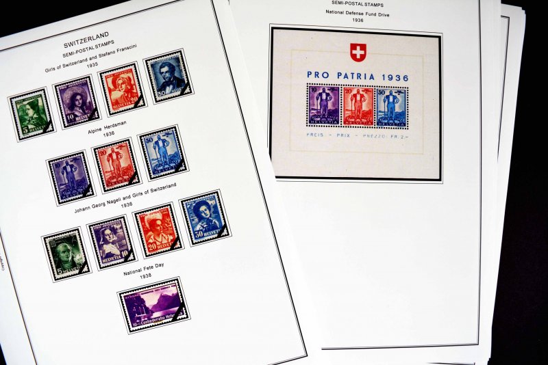 COLOR PRINTED SWITZERLAND 1843-2010 STAMP ALBUM PAGES (213 illustrated pages)