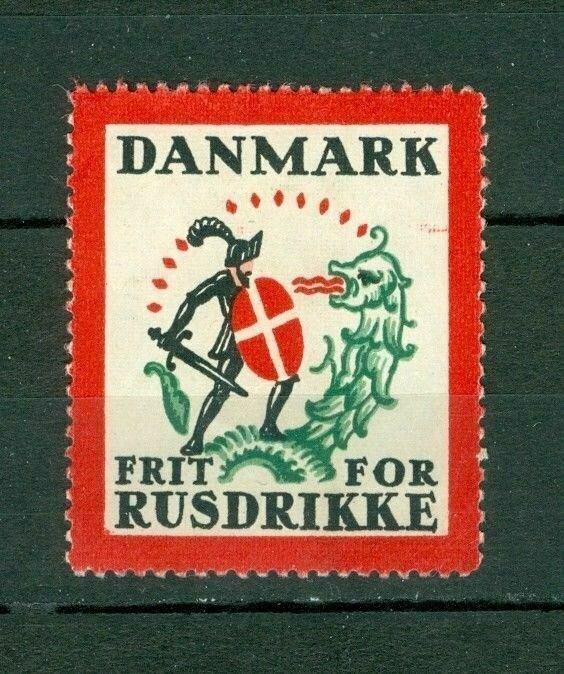 Denmark. Poster Stamp.  Temperance Movement Good Templar. Knight,Shield,Flag