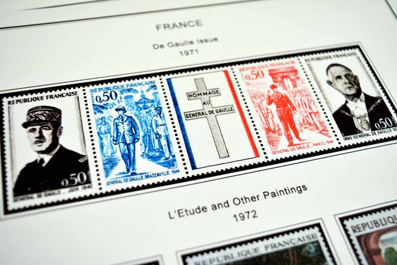 COLOR PRINTED FRANCE 1966-1999 STAMP ALBUM PAGES (159 illustrated pages)