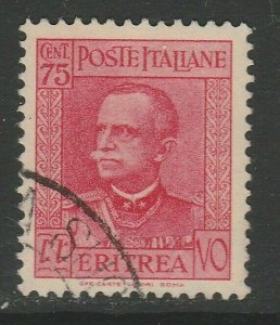 Eritrea 1931 75c Used Italy Colony King Emmanuel III A16P63F14