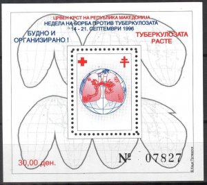 Macedonia Postal Tax Stamps 1996 Red Cross Week Tuberculosis Control S/S MNH