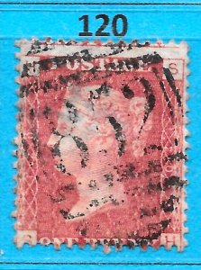 GB QV 1868 SG43 / 44, 1d Penny Red, Good Used, Plate 120 (SH)