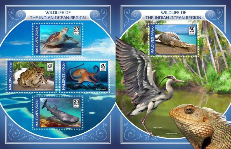 Z08 MLD18211ab MALDIVES 2018 Indian Ocean Wildlife MNH ** Postfrisch