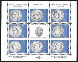 Yugoslavia SC 1674 * 'National Women Heroes Mini-Sheet * MNH * 1984