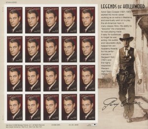 2009 US Scott #4421 44c Gary Cooper, Sheet of 20 MNH