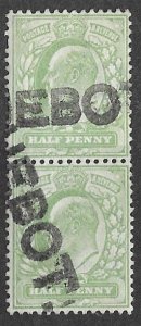 Great Britain # 127  Edward VII   ½d PAQUEBOT cancel PAIR   (1) VF Used