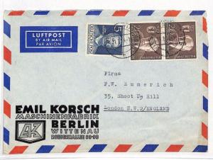 GERMANY West Berlin Advert Cover 1956 Commercial Air Mail London {samwells}AL92