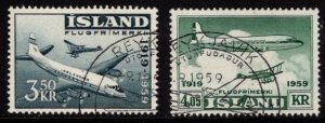 Iceland -  #C30 - C31 40th Anniv. of Air Transportation set/2 - Used