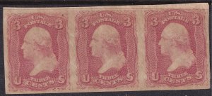 #65P5 Mint OG, VF, Strip of 3 (CV $1,500) (CV $1000 - ID37250) - Joseph Luft